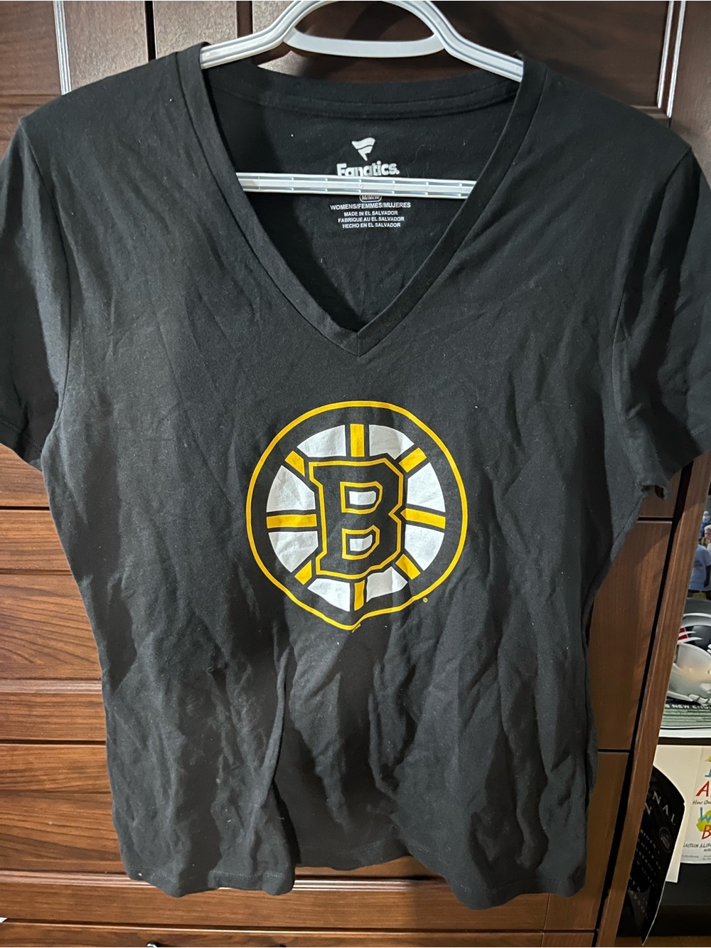 Fanatics Black Women's V-Neck Tee with White Logo